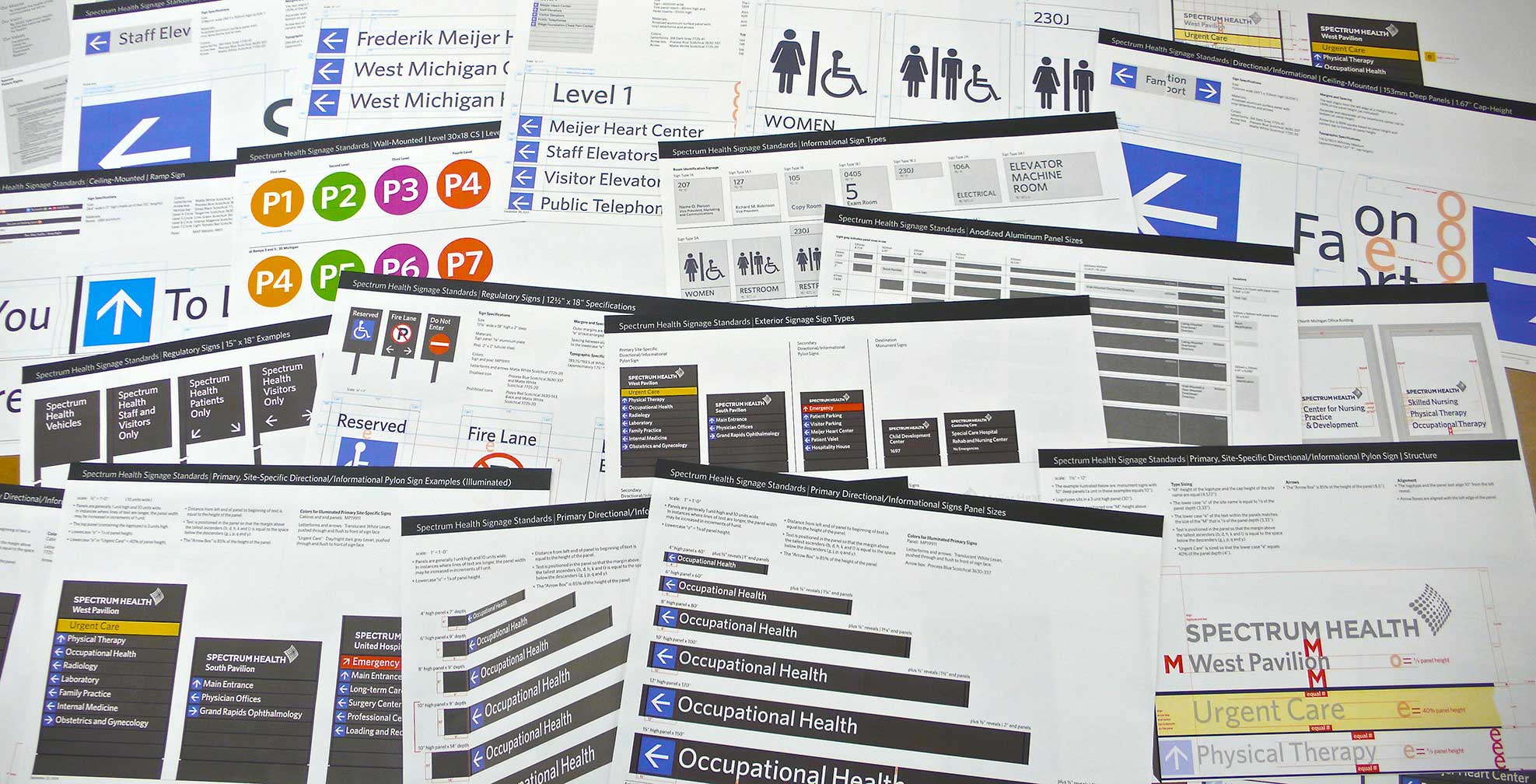 spectrum-health-system_sign-manual-pages.jpg Art Direction by: Bart Crosby, Crosby Associates